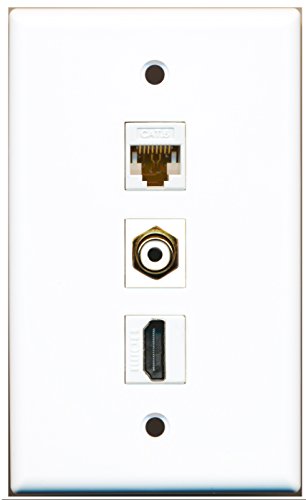 RiteAV - 1 Port HDMI and 1 Port RCA White and 1 Port Cat6 Ethernet White Wall Plate