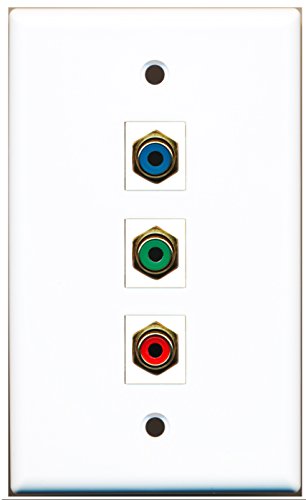 RiteAV - 1 Port RCA Red and 1 Port RCA Green and 1 Port RCA Blue Wall Plate