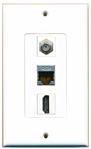 RiteAV - 1 Port HDMI and 1 Port Coax Cable TV- F-Type and 1 Port Shielded Cat6 Ethernet Decorative Wall Plate Decorative