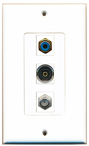 RiteAV - 1 Port RCA Blue and 1 Port Coax Cable TV- F-Type and 1 Port Toslink Decorative Wall Plate Decorative