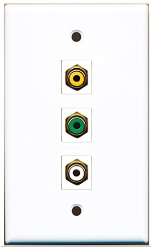 RiteAV - 1 Port RCA White and 1 Port RCA Yellow and 1 Port RCA Green Wall Plate