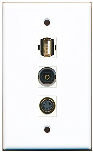 RiteAV - 1 Port USB A-A and 1 Port S-Video and 1 Port Toslink Wall Plate