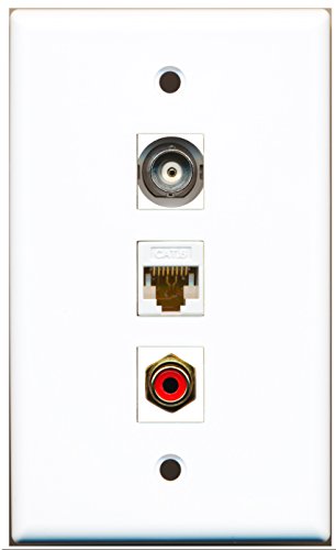 RiteAV - 1 Port RCA Red and 1 Port BNC and 1 Port Cat6 Ethernet White Wall Plate