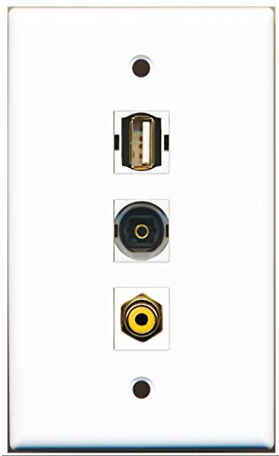 RiteAV - 1 Port RCA Yellow and 1 Port USB A-A and 1 Port Toslink Wall Plate