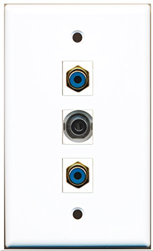 RiteAV - 2 Port RCA Blue and 1 Port 3.5mm Wall Plate
