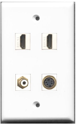 RiteAV - 2 Port HDMI 1 Port RCA White 1 Port S-Video Wall Plate