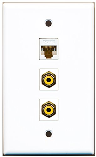 RiteAV - 2 Port RCA Yellow and 1 Port Cat6 Ethernet White Wall Plate