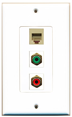 RiteAV - 1 Port RCA Red and 1 Port RCA Green and 1 Port Phone RJ11 RJ12 Beige Decorative Wall Plate Decorative