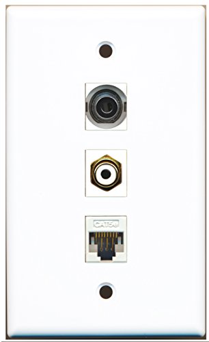 RiteAV - 1 Port RCA White and 1 Port 3.5mm and 1 Port Cat5e Ethernet White Wall Plate
