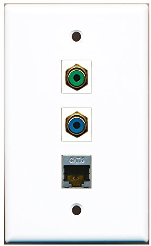 RiteAV - 1 Port RCA Green and 1 Port RCA Blue and 1 Port Shielded Cat6 Ethernet Wall Plate