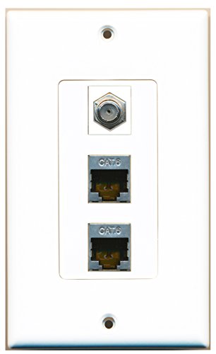 RiteAV - 1 Port Coax Cable TV- F-Type 2 Port Shielded Cat6 Ethernet Decorative Wall Plate Decorative