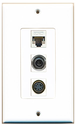 RiteAV - 1 Port S-Video and 1 Port 3.5mm and 1 Port Cat5e Ethernet White Decorative Wall Plate Decorative