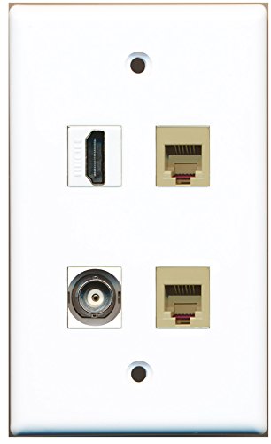 RiteAV - 1 Port HDMI 2 Port Phone RJ11 RJ12 Beige 1 Port BNC Wall Plate