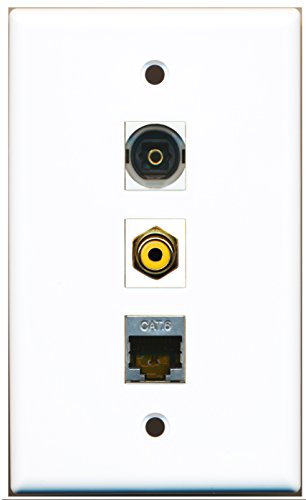 RiteAV - 1 Port RCA Yellow and 1 Port Shielded Cat6 Ethernet and 1 Port Toslink Wall Plate