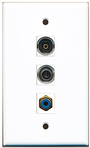 RiteAV - 1 Port RCA Blue and 1 Port Toslink and 1 Port 3.5mm Wall Plate