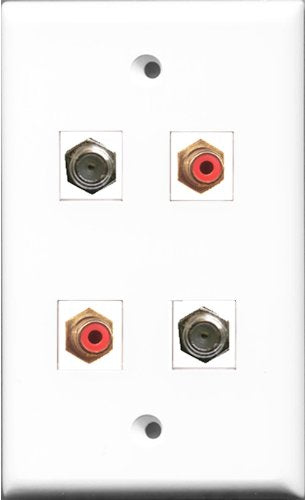 RiteAV - 2 Port RCA Red 2 Port Coax Cable TV- F-Type Wall Plate