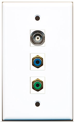 RiteAV - 1 Port RCA Green and 1 Port RCA Blue and 1 Port BNC Wall Plate