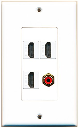 RiteAV - 3 Port HDMI 1 Port RCA Red Wall Plate Decorative