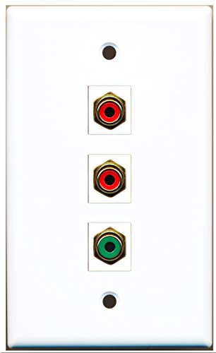 RiteAV - 2 Port RCA Red and 1 Port RCA Green Wall Plate