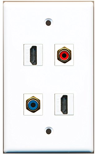 RiteAV - 2 Port HDMI 1 Port RCA Red 1 Port RCA Blue Wall Plate