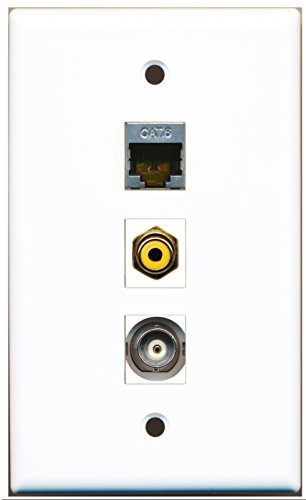 RiteAV - 1 Port RCA Yellow and 1 Port Shielded Cat6 Ethernet and 1 Port BNC Wall Plate