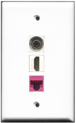 RiteAV - 1 Port HDMI 1 3.5mm 1 Cat5e Ethernet Pink Wall Plate