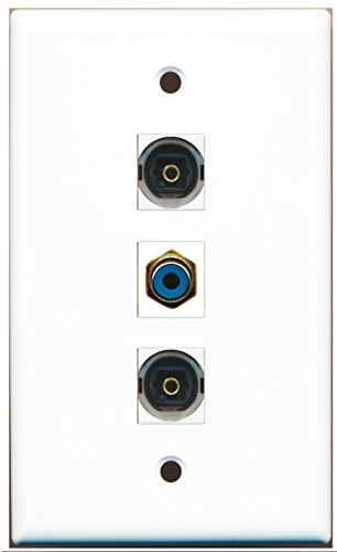 RiteAV - 1 Port RCA Blue 2 Port Toslink Wall Plate