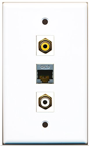 RiteAV - 1 Port RCA White and 1 Port RCA Yellow and 1 Port Shielded Cat6 Ethernet Wall Plate