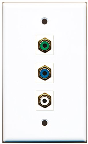 RiteAV - 1 Port RCA White and 1 Port RCA Green and 1 Port RCA Blue Wall Plate