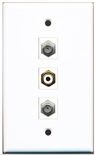 RiteAV - 1 Port RCA White 2 Port Coax Cable TV- F-Type Wall Plate