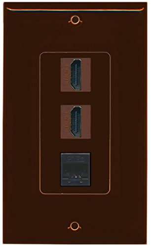 RiteAV - 2 HDMI and 1 Cat5e White Ethernet Port Wall Plate Decorative - Brown