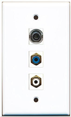 RiteAV - 1 Port RCA White and 1 Port RCA Blue and 1 Port 3.5mm Wall Plate