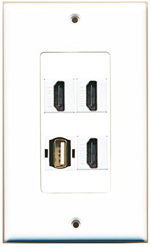 RiteAV - 3 Port HDMI 1 Port USB A-A Wall Plate Decorative