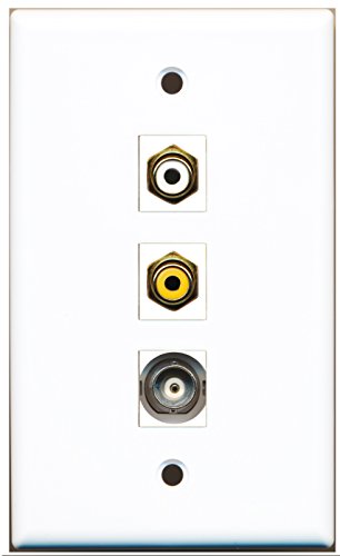 RiteAV - 1 Port RCA White and 1 Port RCA Yellow and 1 Port BNC Wall Plate