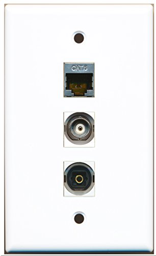 RiteAV - 1 Port Shielded Cat6 Ethernet and 1 Port Toslink and 1 Port BNC Wall Plate