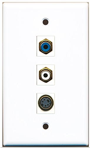 RiteAV - 1 Port RCA White and 1 Port RCA Blue and 1 Port S-Video Wall Plate