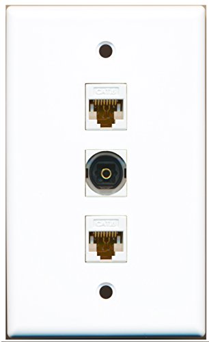 RiteAV - 1 Port Toslink 2 Port Cat6 Ethernet White Wall Plate