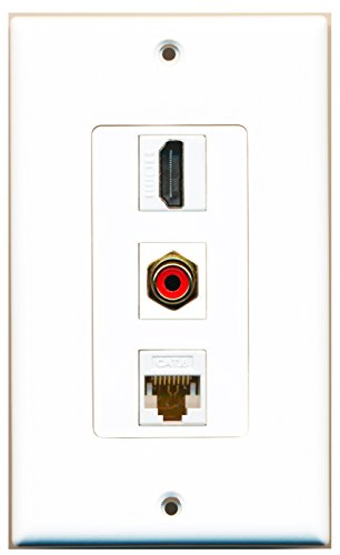 RiteAV - 1 Port HDMI and 1 Port RCA Red and 1 Port Cat6 Ethernet White Decorative Wall Plate Decorative