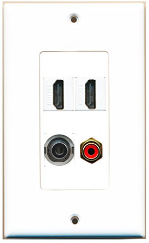 RiteAV - 2 Port HDMI 1 Port RCA Red 1 Port 3.5mm Wall Plate Decorative