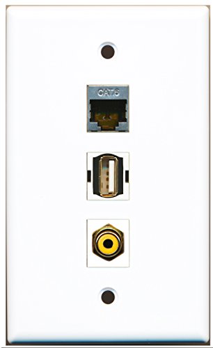 RiteAV - 1 Port RCA Yellow and 1 Port USB A-A and 1 Port Shielded Cat6 Ethernet Wall Plate