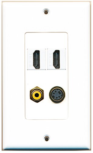 RiteAV - 2 Port HDMI 1 Port RCA Yellow 1 Port S-Video Wall Plate Decorative