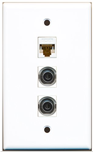 RiteAV - 2 Port 3.5mm and 1 Port Cat6 Ethernet White Wall Plate