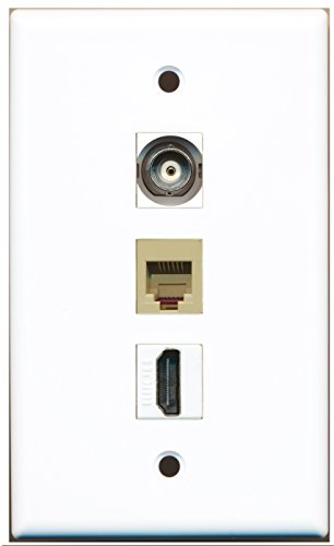 RiteAV - 1 Port HDMI and 1 Port Phone RJ11 RJ12 Beige and 1 Port BNC Wall Plate