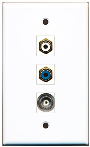 RiteAV - 1 Port RCA White and 1 Port RCA Blue and 1 Port BNC Wall Plate