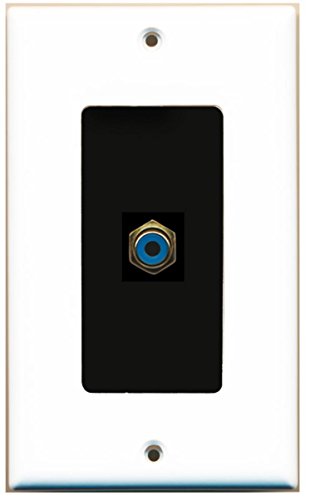 RiteAV - 1 RCA Blue for Subwoofer Audio Port Wall Plate Decorative - White/Black