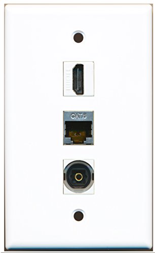 RiteAV - 1 Port HDMI and 1 Port Shielded Cat6 Ethernet and 1 Port Toslink Wall Plate