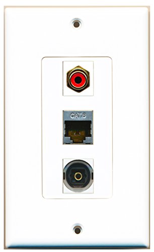 RiteAV - 1 Port RCA Red and 1 Port Shielded Cat6 Ethernet and 1 Port Toslink Decorative Wall Plate Decorative