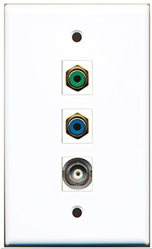 RiteAV - 1 Port RCA Green and 1 Port RCA Blue and 1 Port BNC Wall Plate