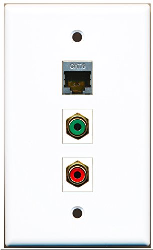 RiteAV - 1 Port RCA Red and 1 Port RCA Green and 1 Port Shielded Cat6 Ethernet Wall Plate