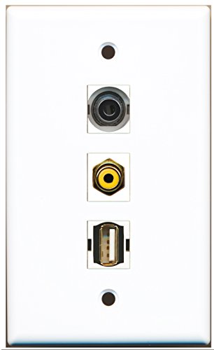 RiteAV - 1 Port RCA Yellow and 1 Port USB A-A and 1 Port 3.5mm Wall Plate